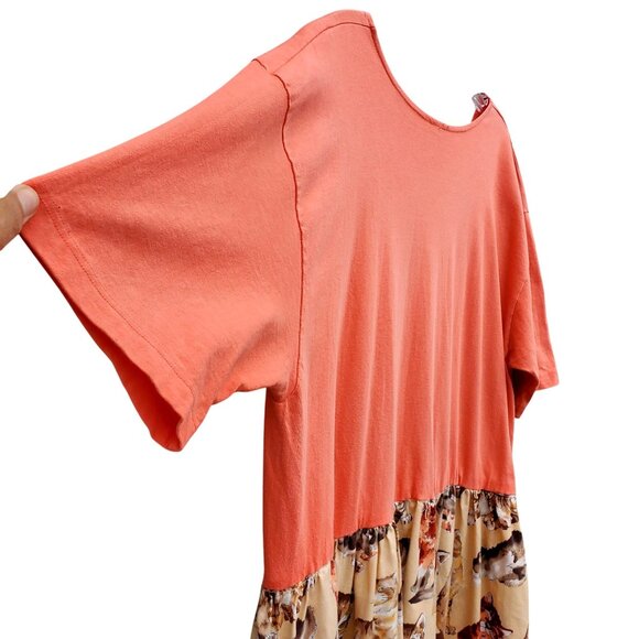 Vintage 80s Cat Dress Plus Size Cotton Kitten Print Short Sleeves Pockets XL 1X - Picture 9 of 10